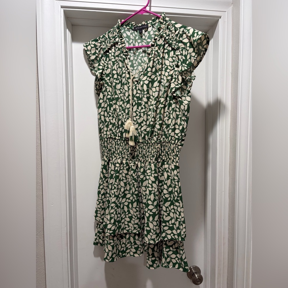 Gibson Look Green and White Print Dress